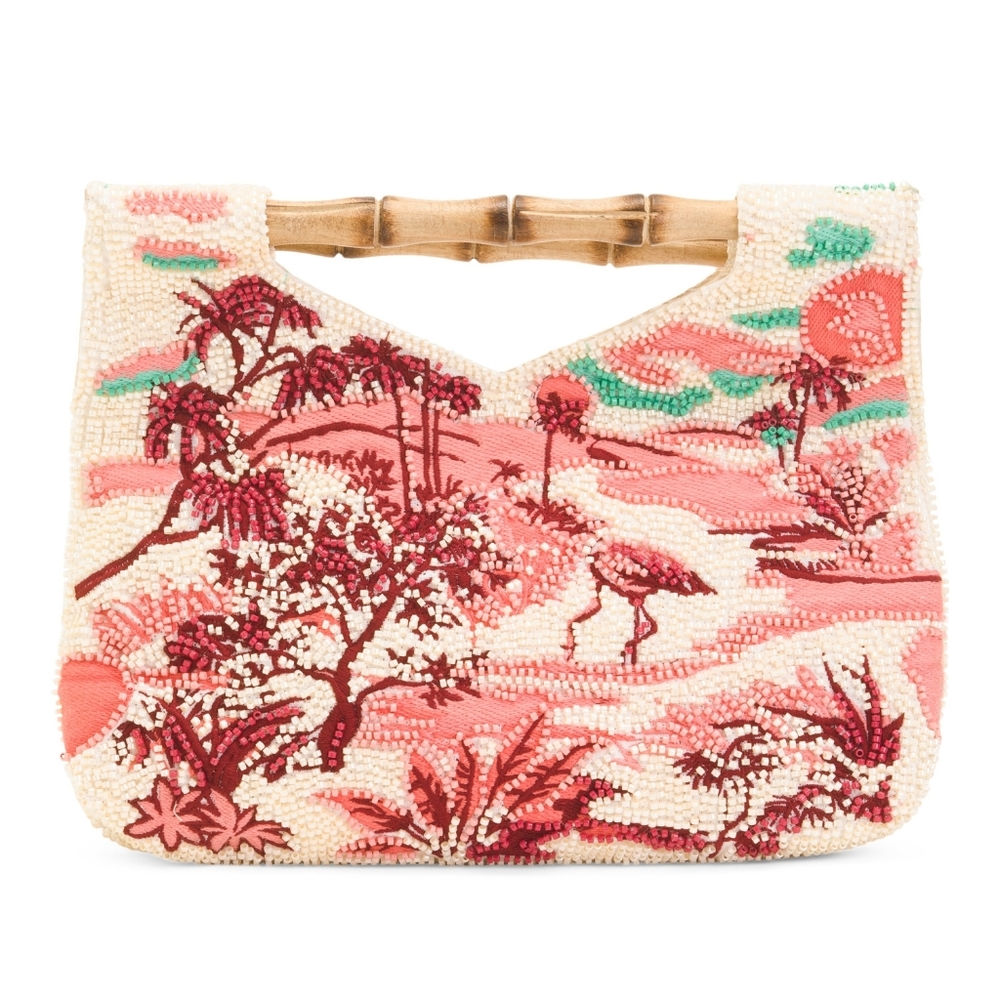 Chic Embroidered Beaded Clutch Handbag